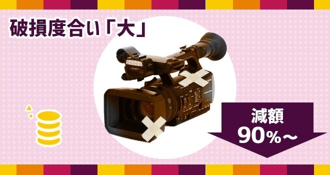 破損度合い「大」は、減額90％～